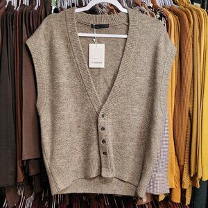 OAK + FORT Beige V-Neck Sweater Vest
